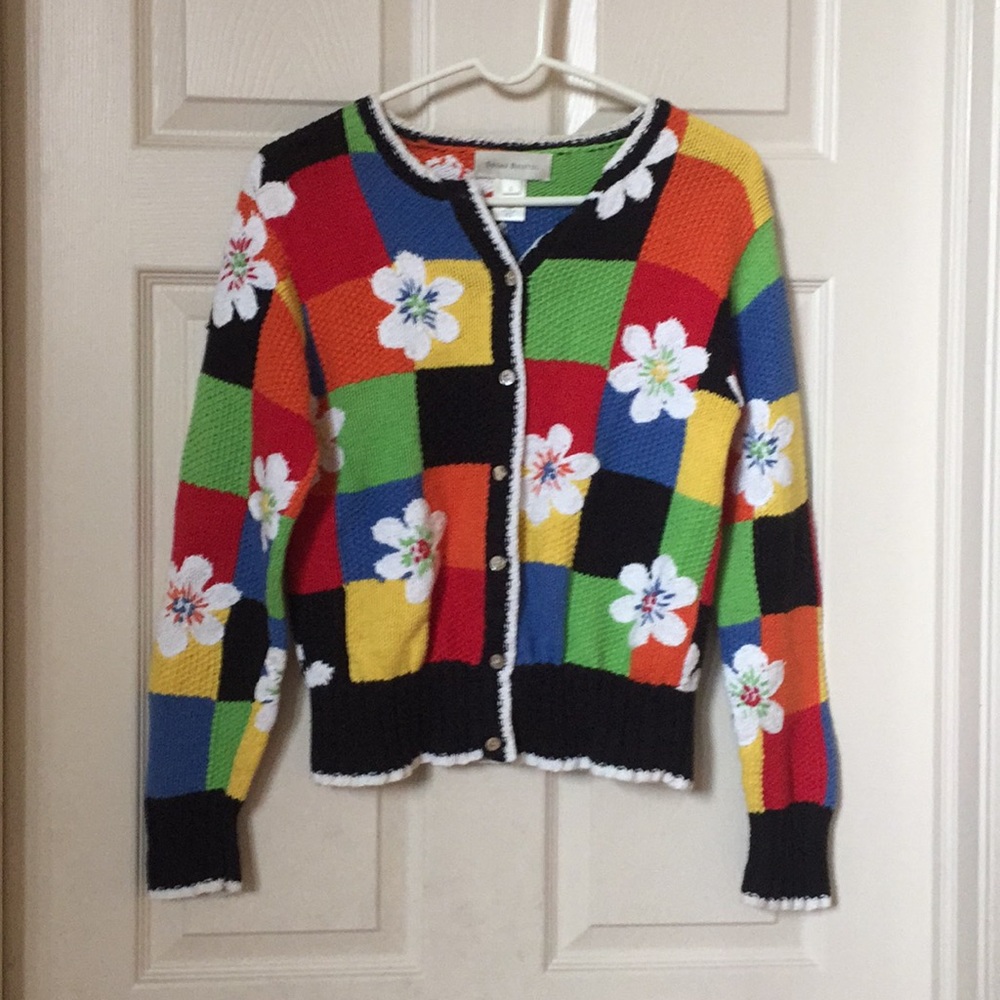 Amazing Color Block Flower Sweater